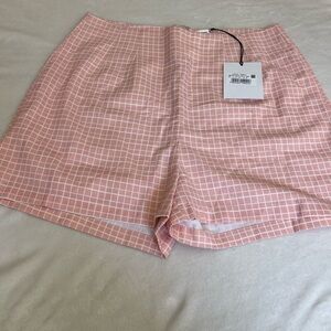 Women's Pink Grid Pattern Shorts